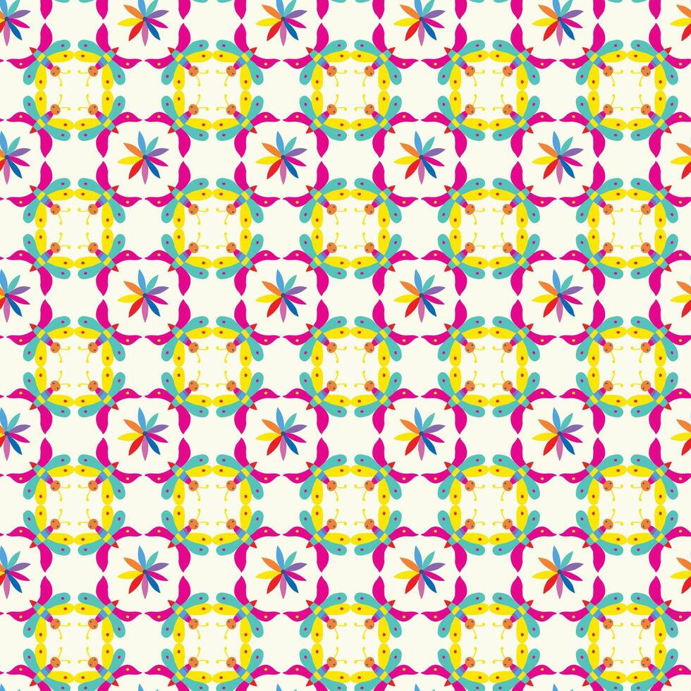 PrintSeamless pattern with birds and flowers on white background vector