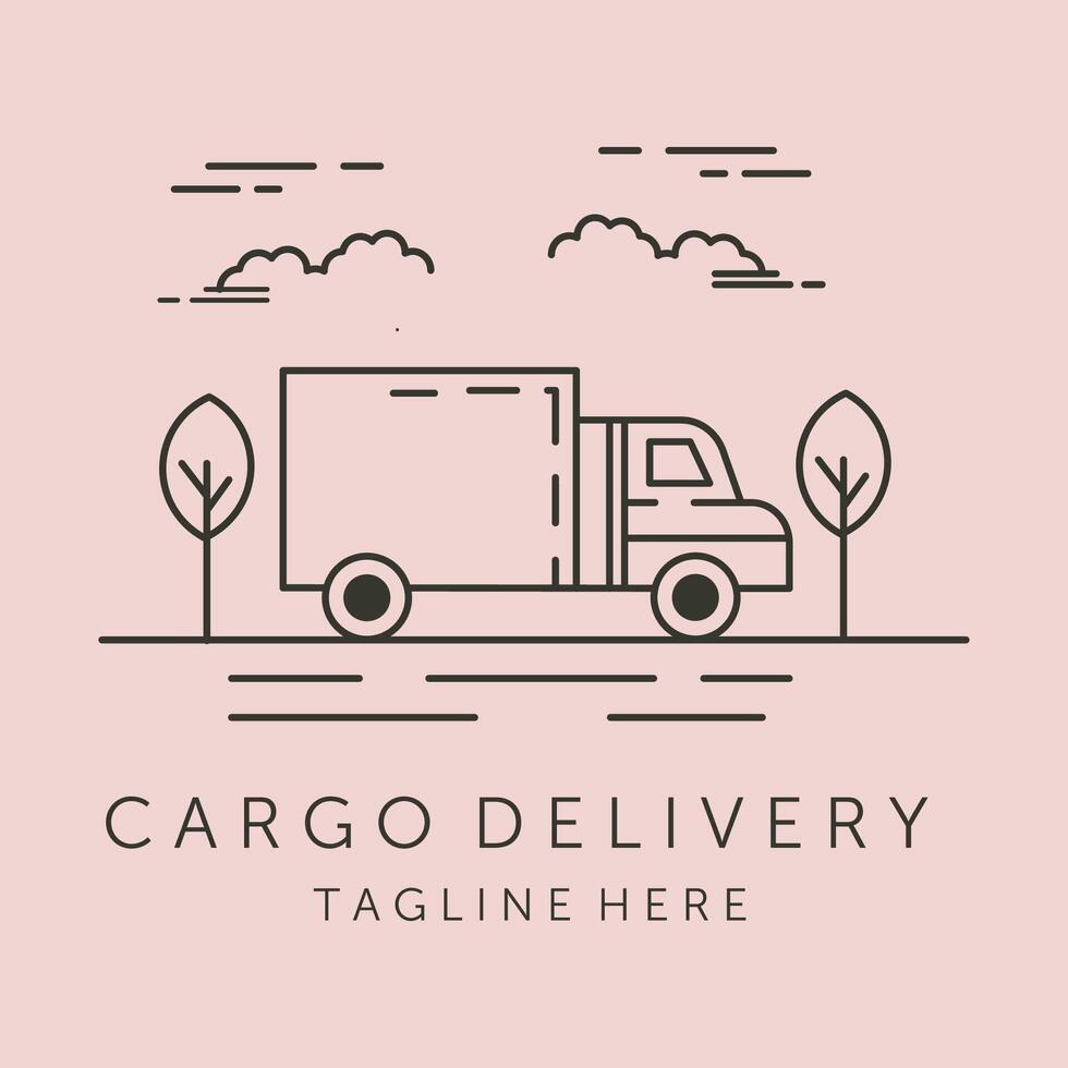 cargo delivery line art logo symbol illustration design vector