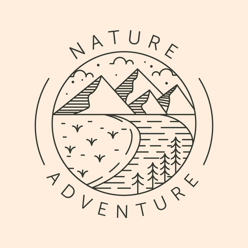 nature adventure line art logo symbol illustration design vector