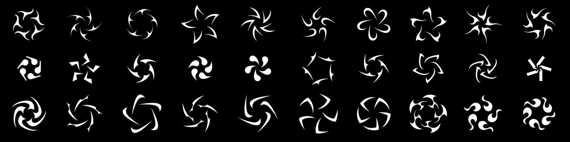 Minimalist Y2K abstract tribal symbol set vector