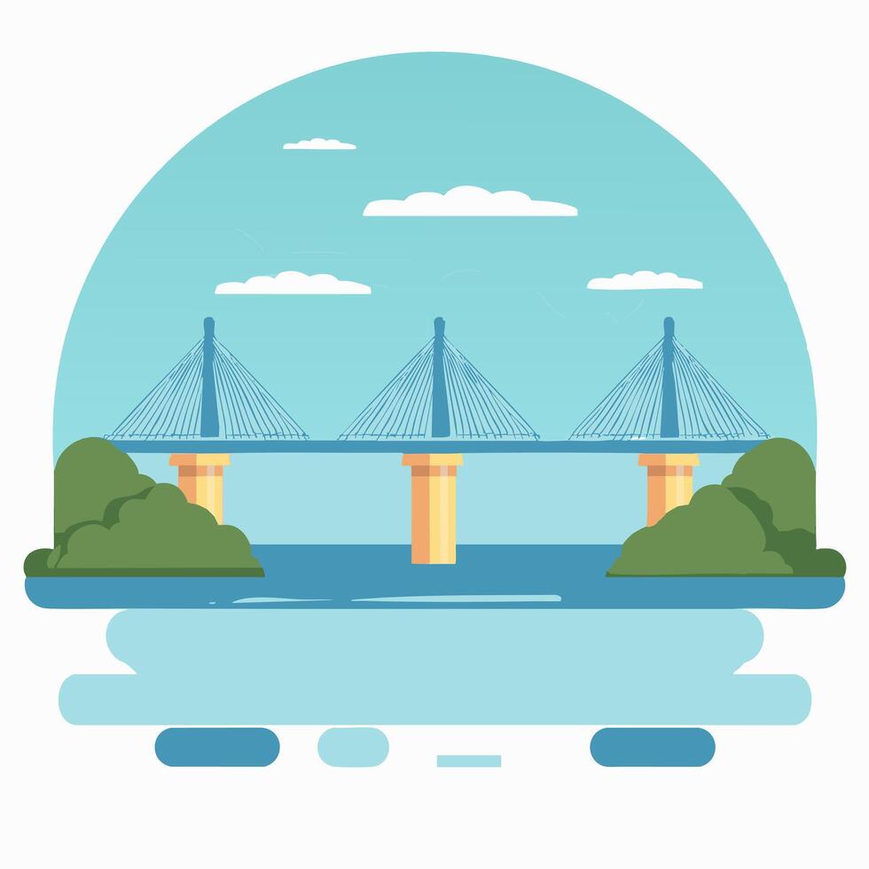Bridge with Support Pillars vector