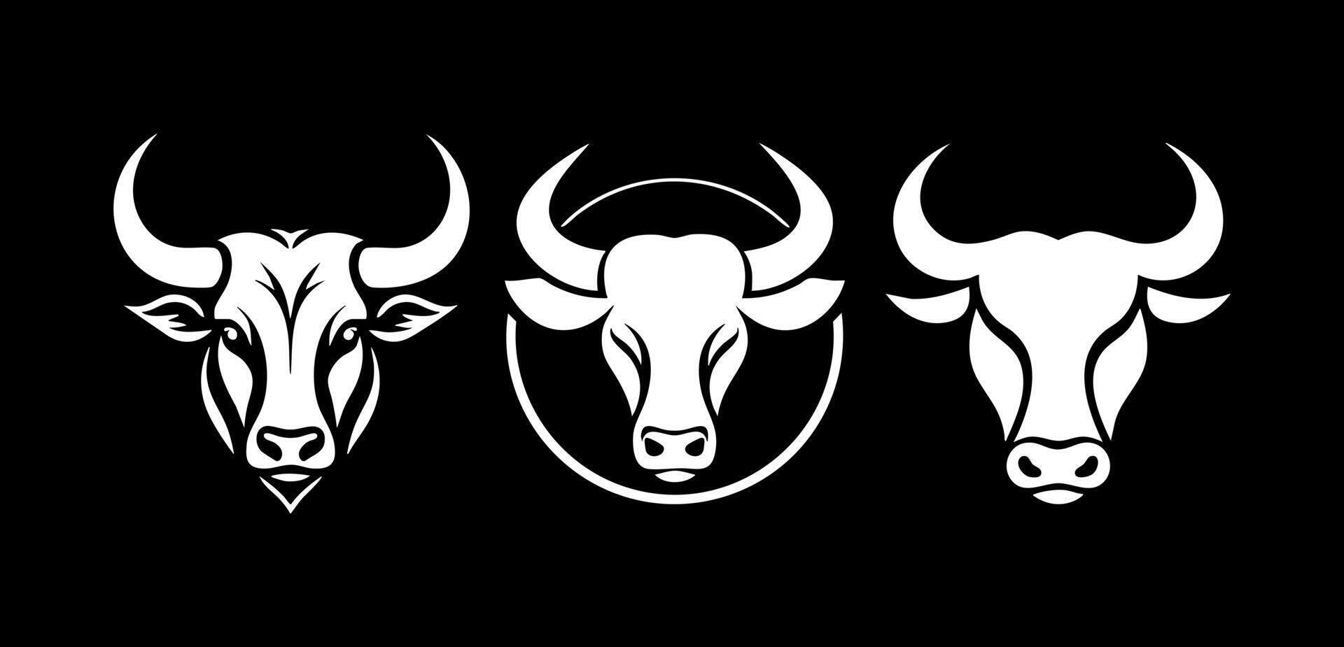 Bull Logo Black and White vector