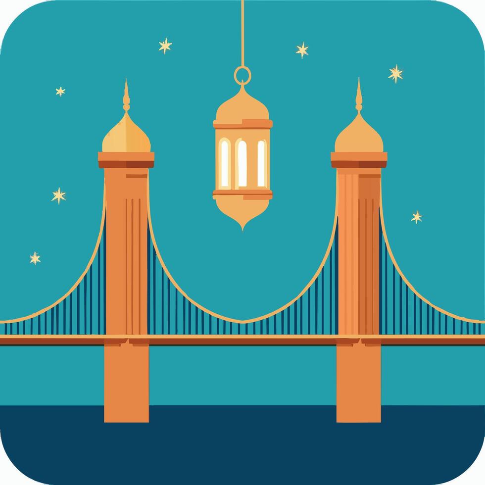 Bridge with Ramadan Lantern vector