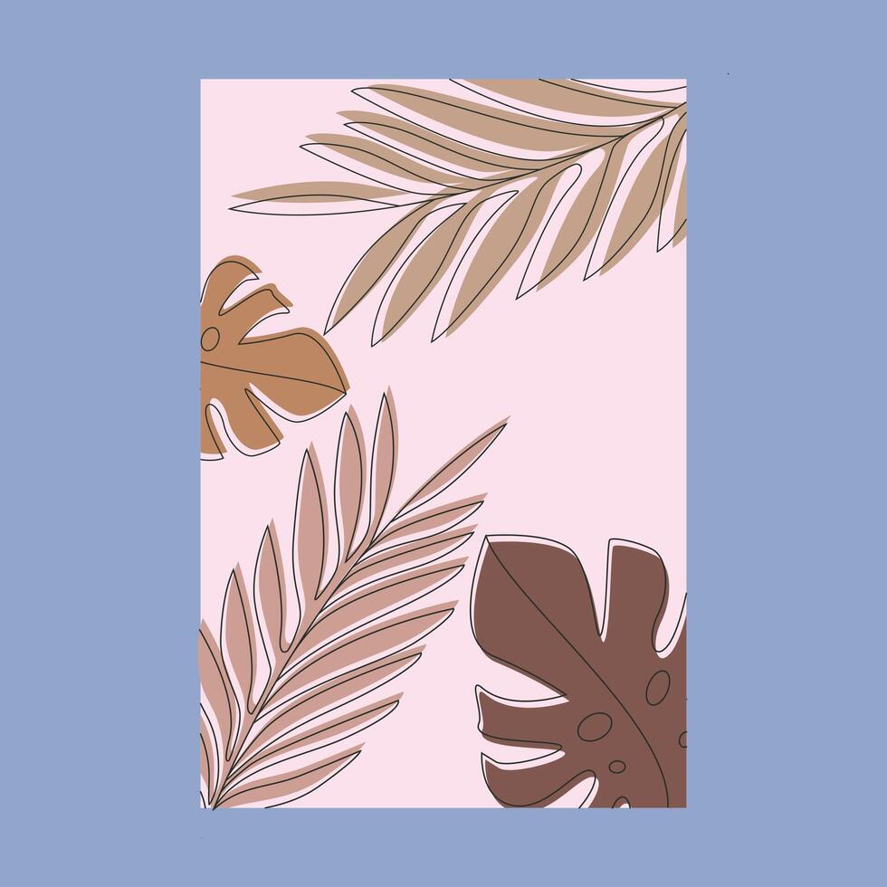 minimalist tropical leaves line art poster symbol illustration design vector
