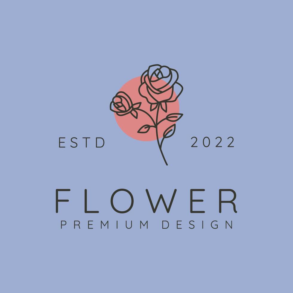 flower and sun line art logo symbol illustration design vector