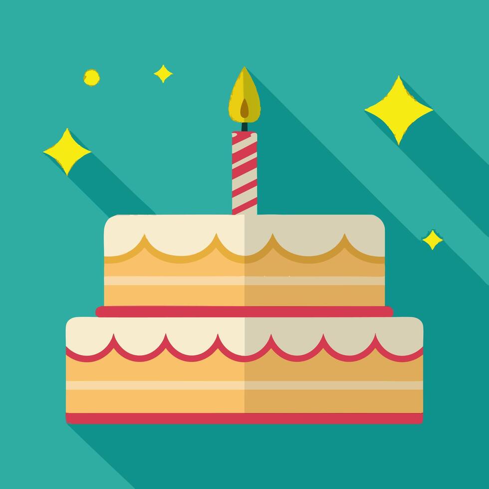 Cake with Candle Cartoon vector