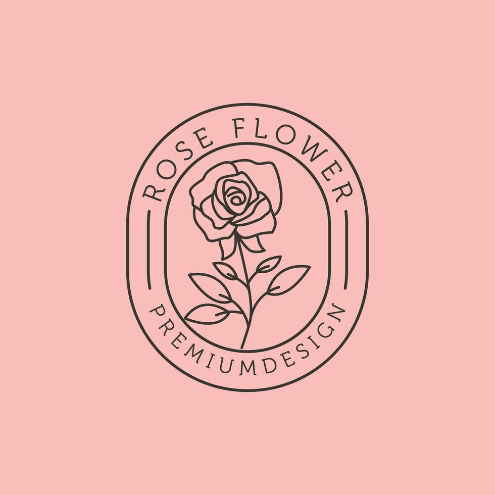 rose flower premium design line art logo symbol illustration design vector