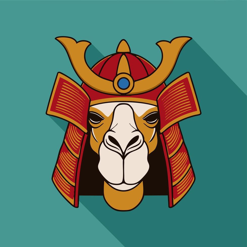 Camel with samurai mask vector