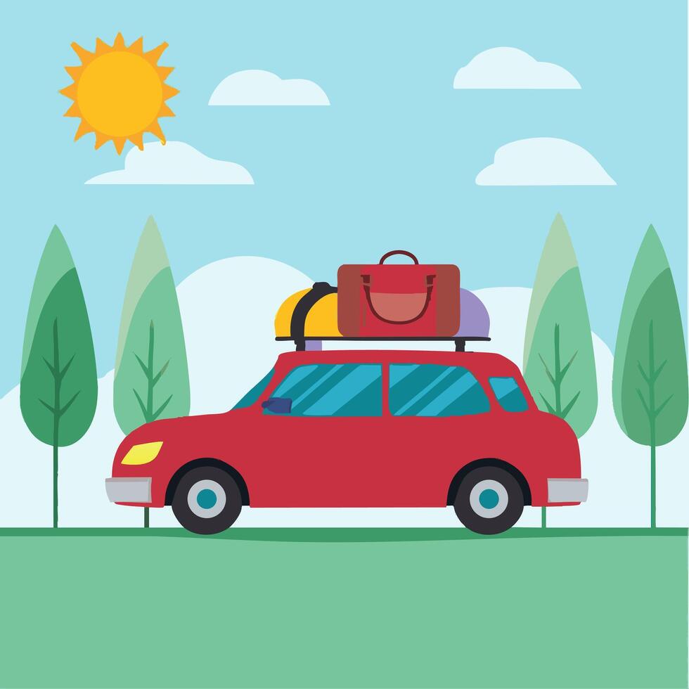 Car with Bag on Roof vector