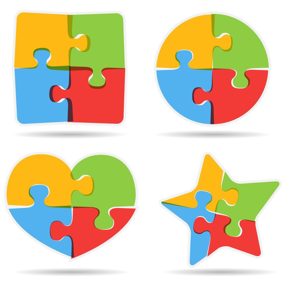 Set of different puzzle objects vector