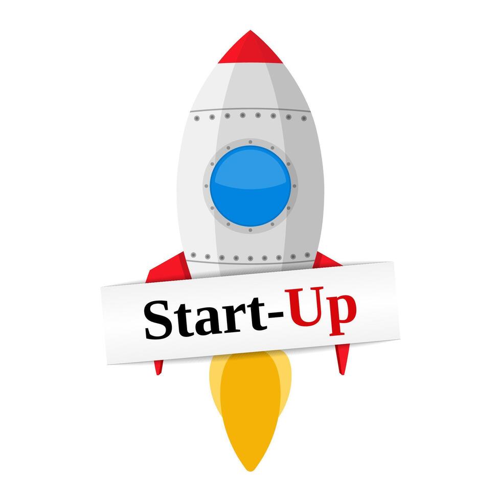 Space rocket with text start-up vector