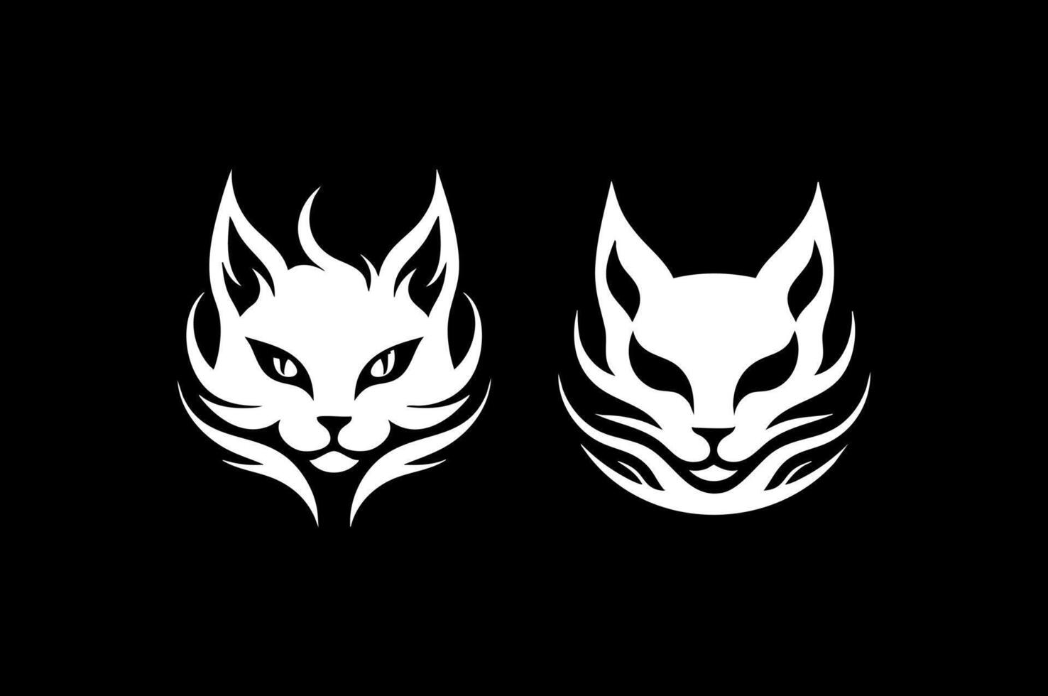 Cat face with fire logo concept vector