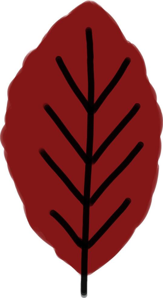a red leaf with black lines on it vector
