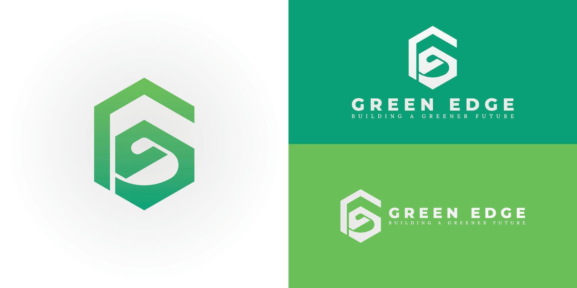 The dynamic logo design features the initials GE creatively integrated into a hexagonal shape, creating a unique symbol that evokes a sense of sustainable construction and architectural innovation. vector