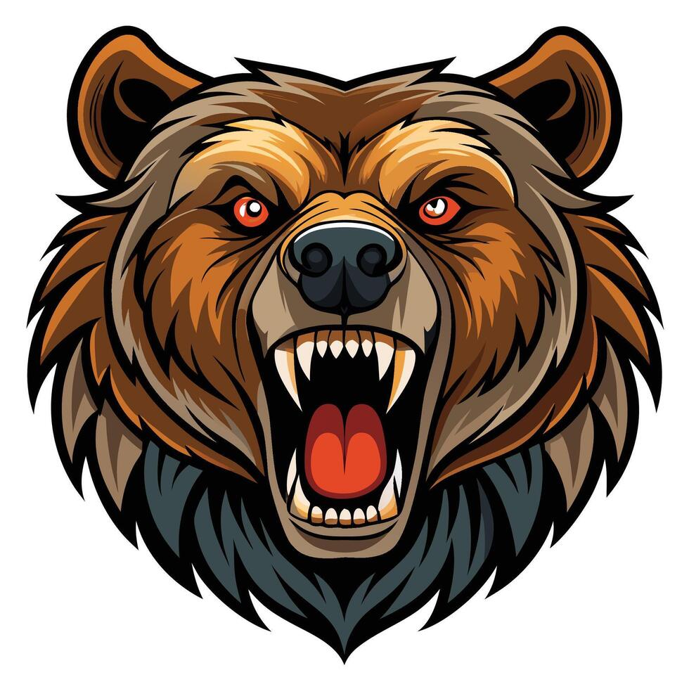a bear head with open mouth and teeth vector
