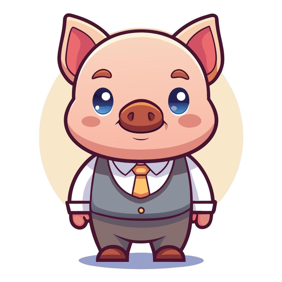 a cartoon pig wearing a suit and tie white background vector