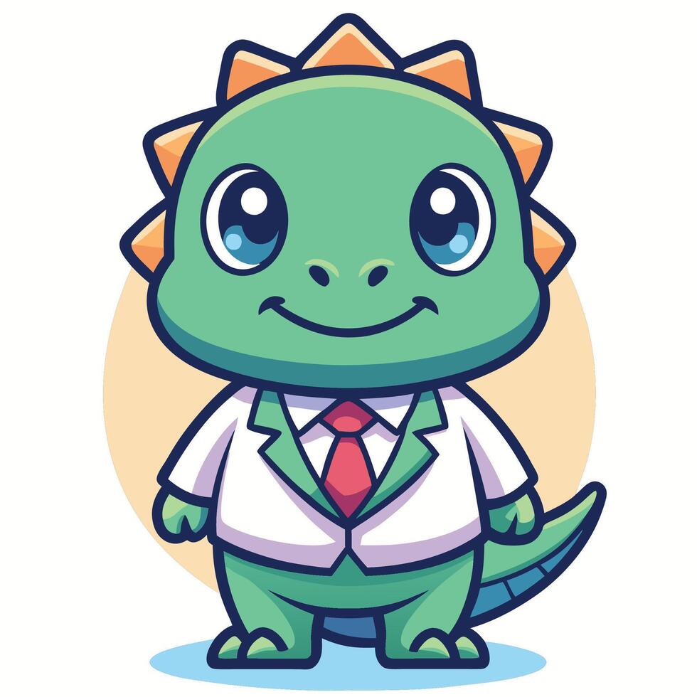 cute dinosaur in suit with tie and tie illustration vector