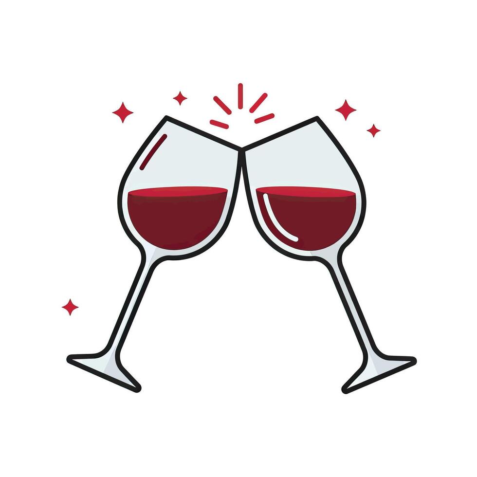 Two wine glasses with red wine on them vector