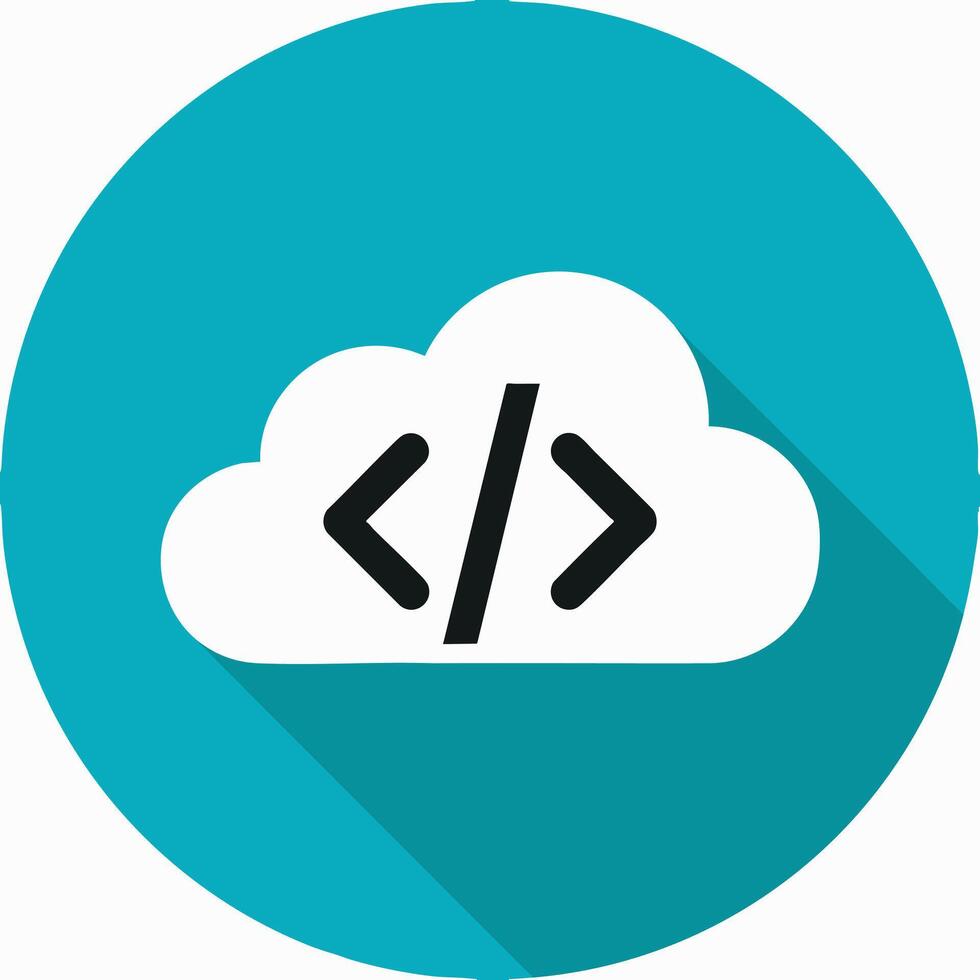 nube con codificación html código vector