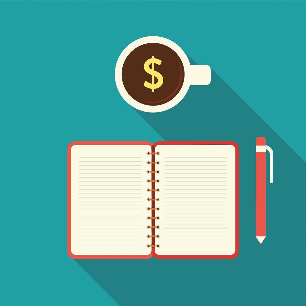 Coffee Cup with Notebook vector