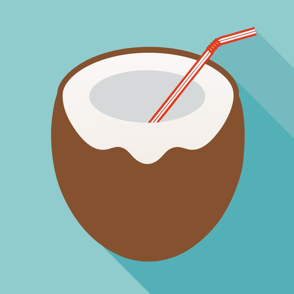 Coconut with Straw Cartoon vector