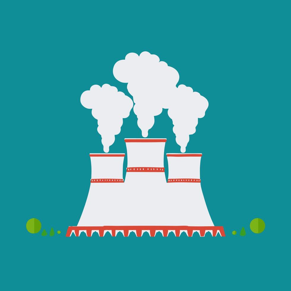 Cooling Tower with Smoke vector
