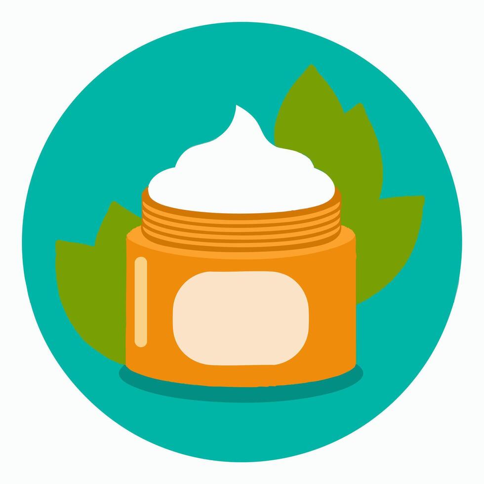 Cream in Jar with Leaves vector