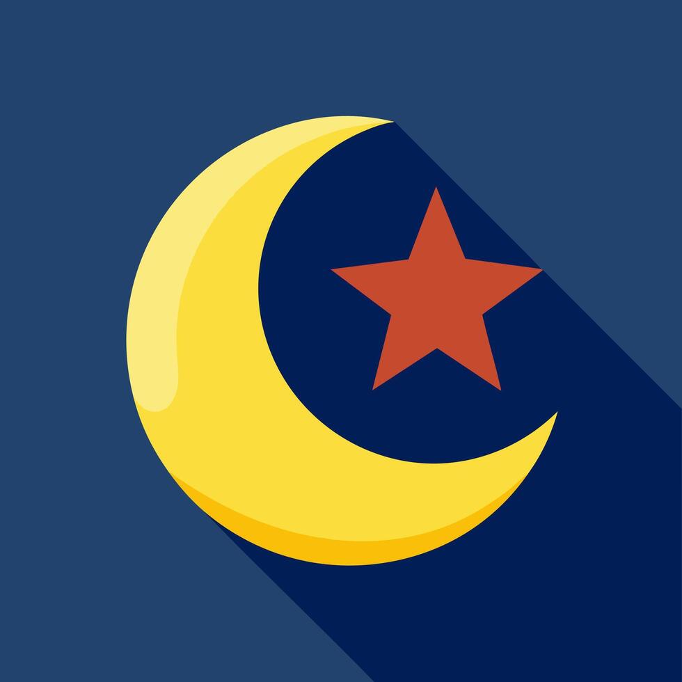 Crescent Moon and Star cartoon vector