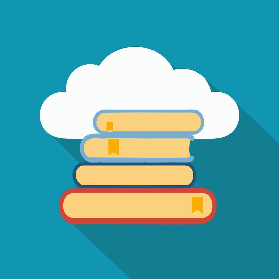 Cloud with Stack of Books vector