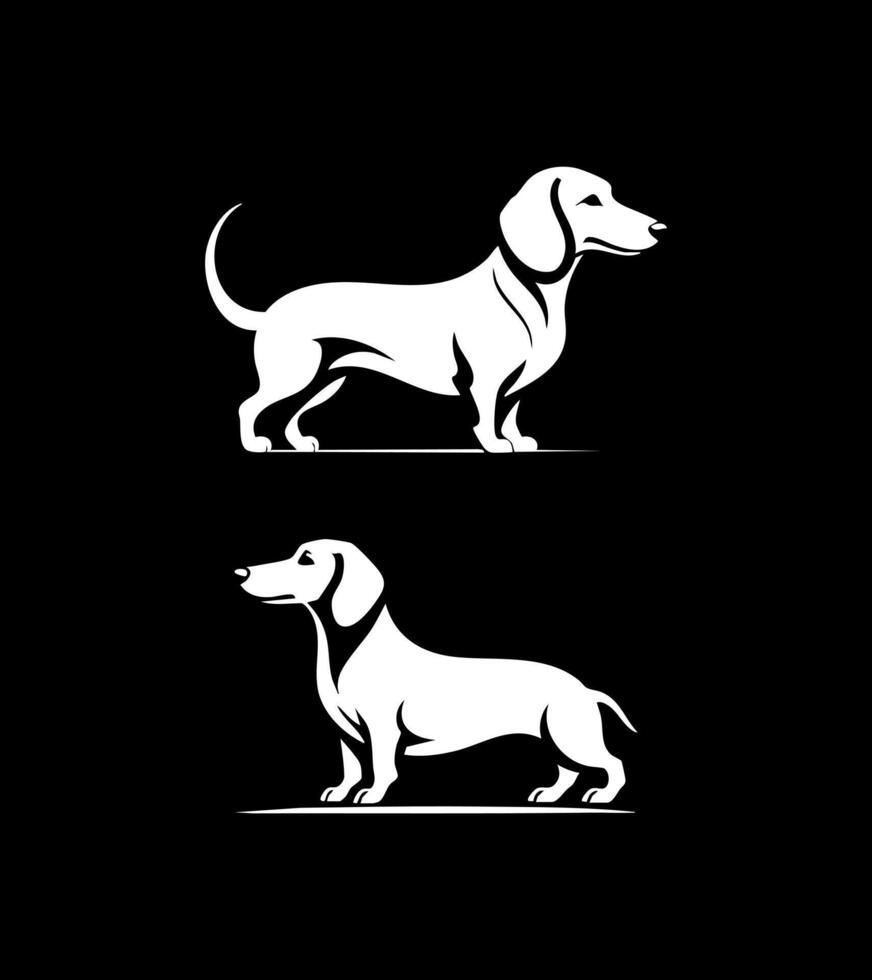 Dachshund Logo Black and White vector