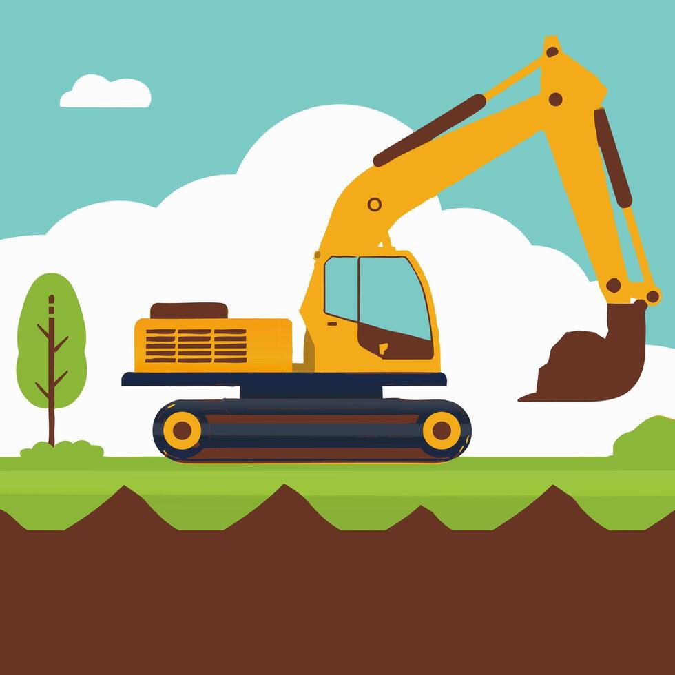 Excavator with Soil Cartoon vector