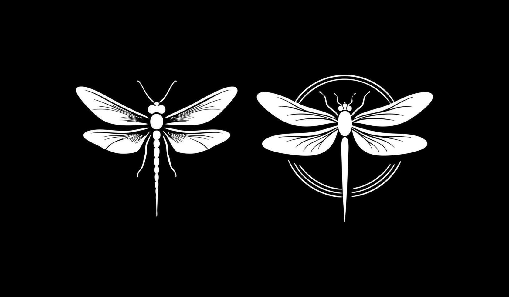 Dragonfly Logo Black and White vector