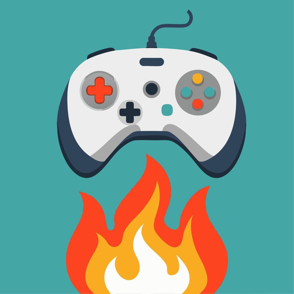 Game Controller with Fire vector