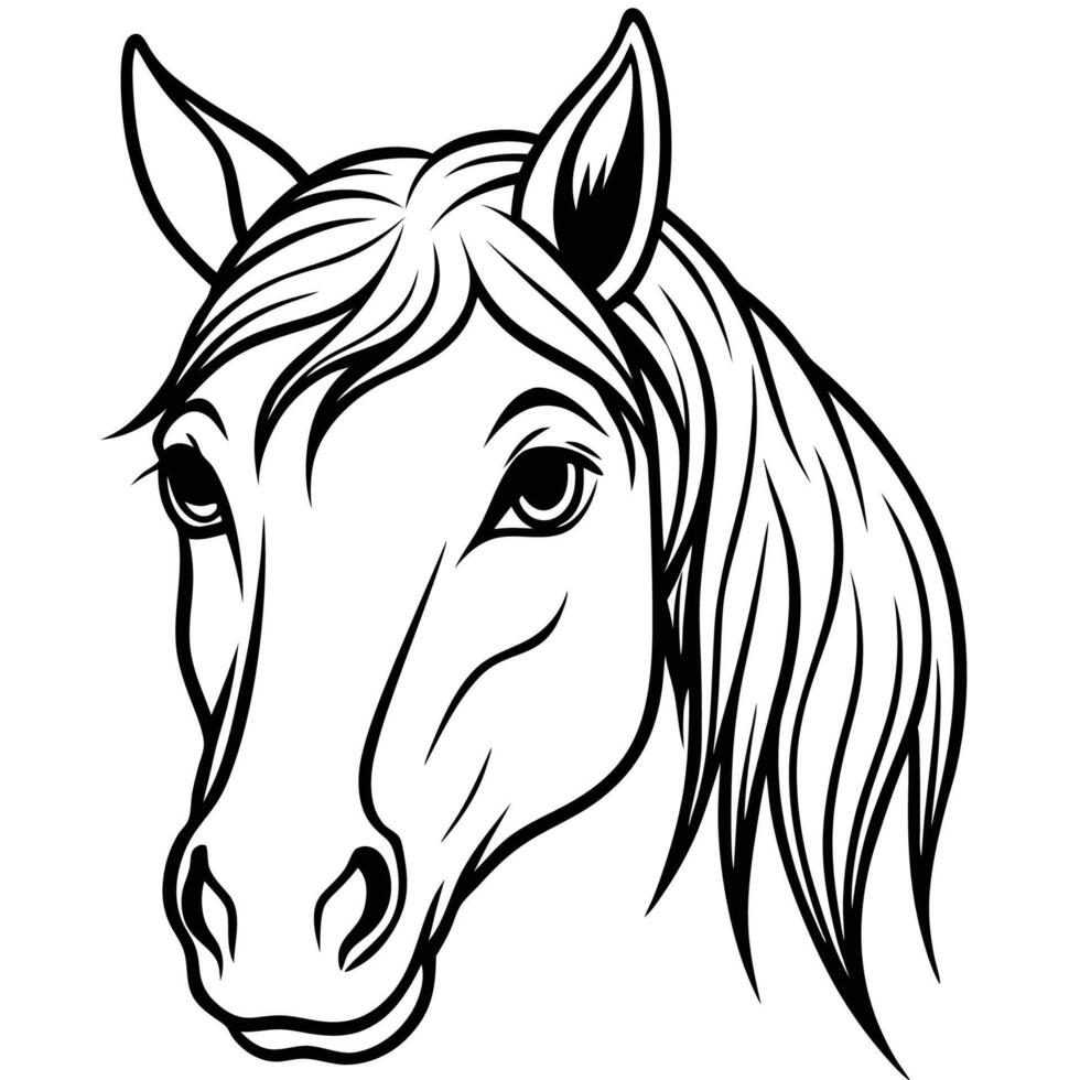horse head outline illustration, white background vector