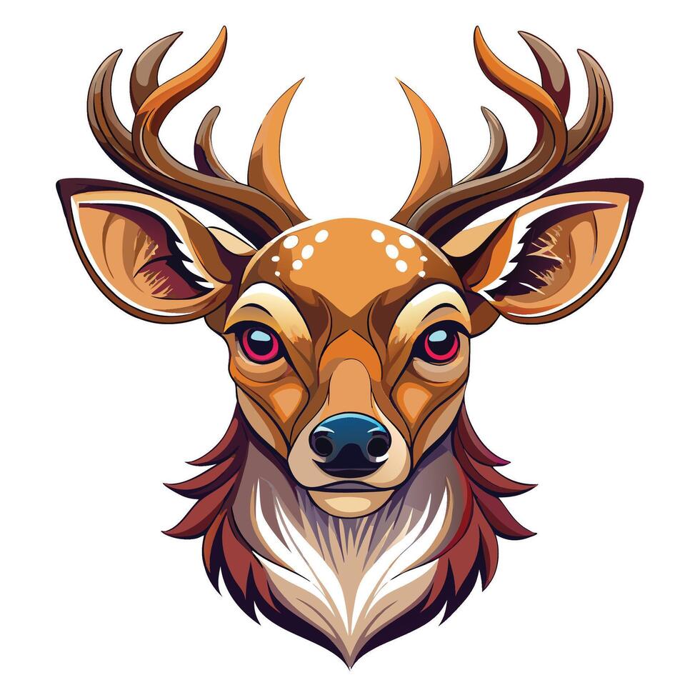 deer head with horns antlers white background vector
