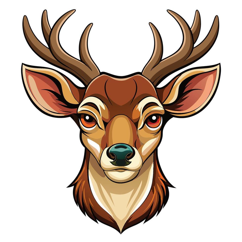 deer head with horns white background vector