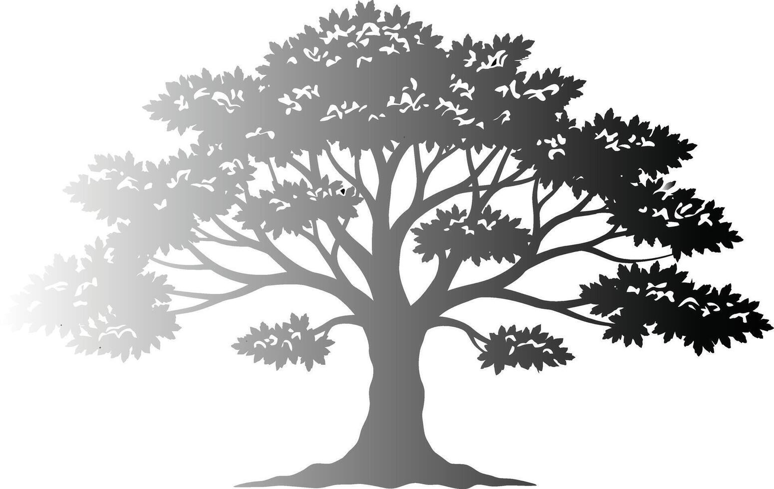A black and white silhouette of a tree vector