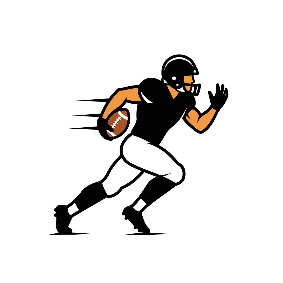 American football player running with ball illustration vector