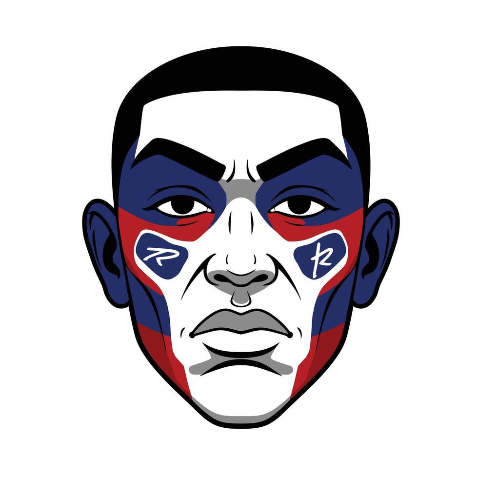 A man with a face painted in the colors of the flag vector