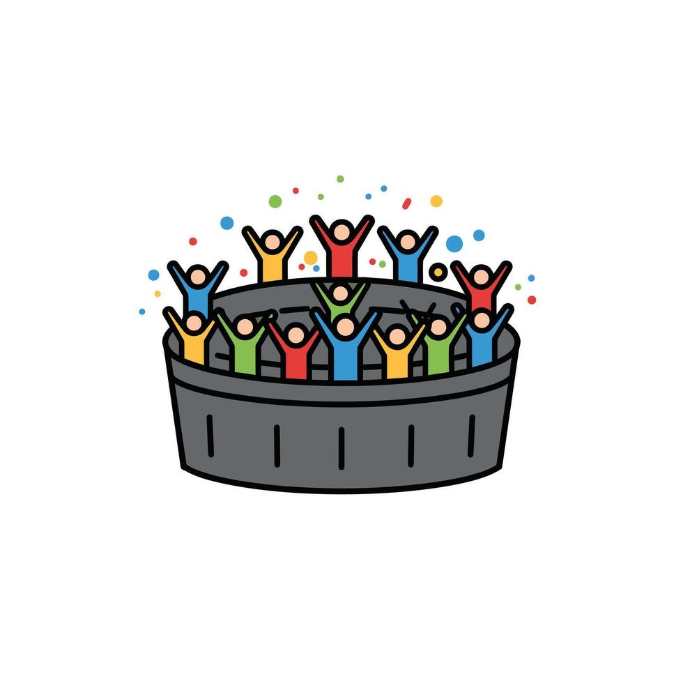 A cartoon illustration of people in a bucket vector