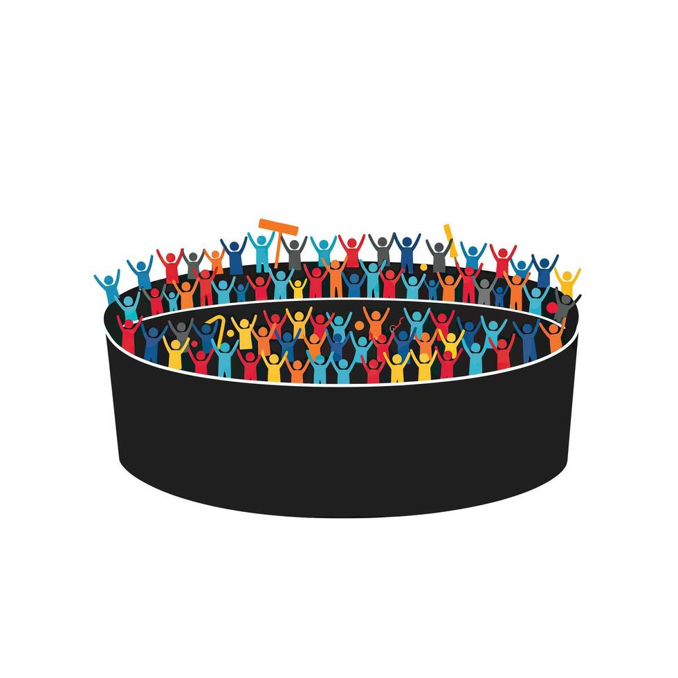 A large bowl filled with people holding hands vector