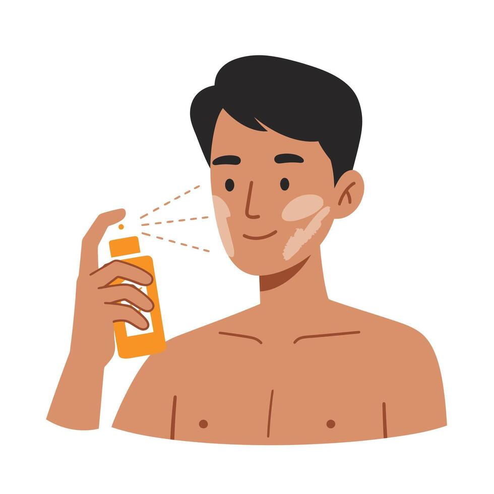 Man applying sunscreen to his face vector