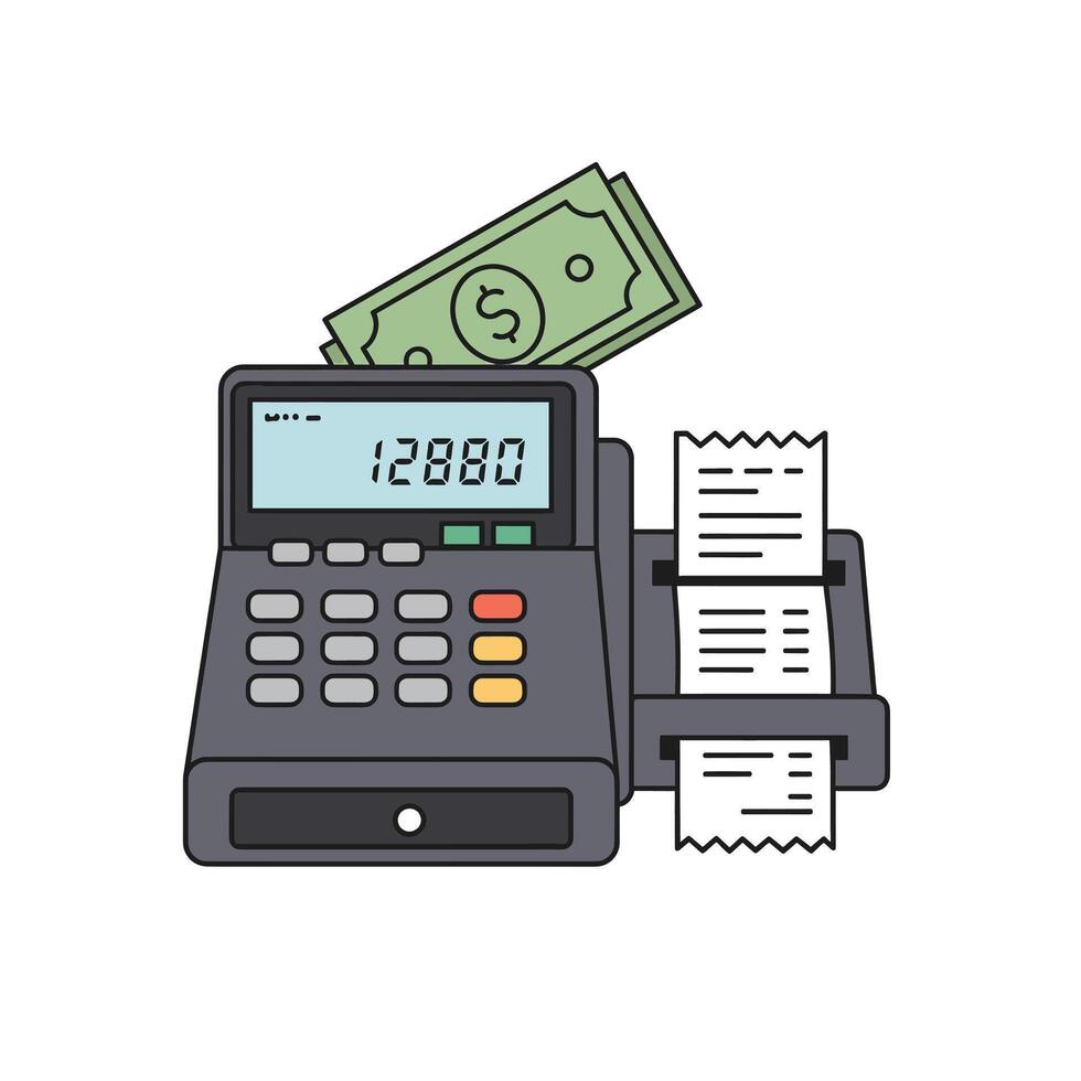Cash register and money illustration vector