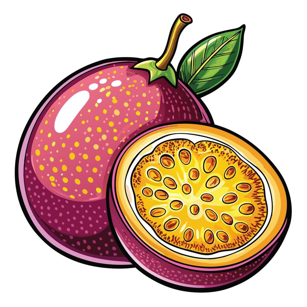 passion fruit illustration white background vector