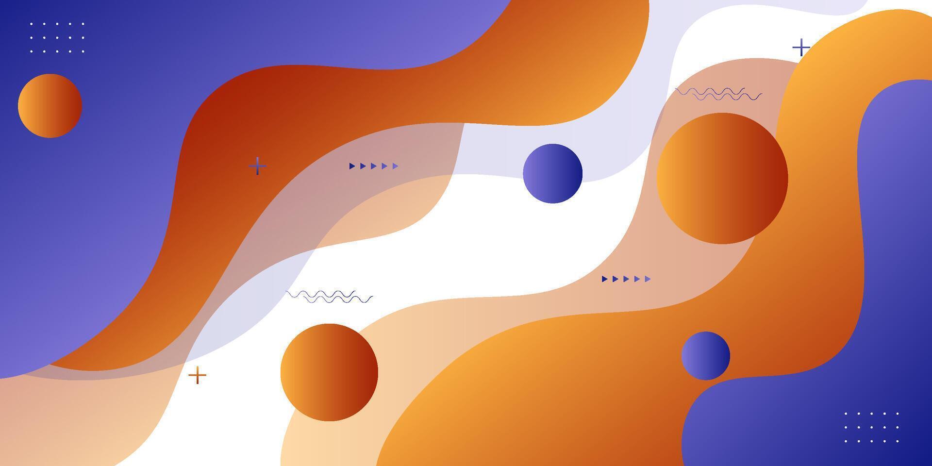 Orange and blue geometric business banner design. Creative banner design with wave shape. Simple design on white horizontal banner. Eps10 vector