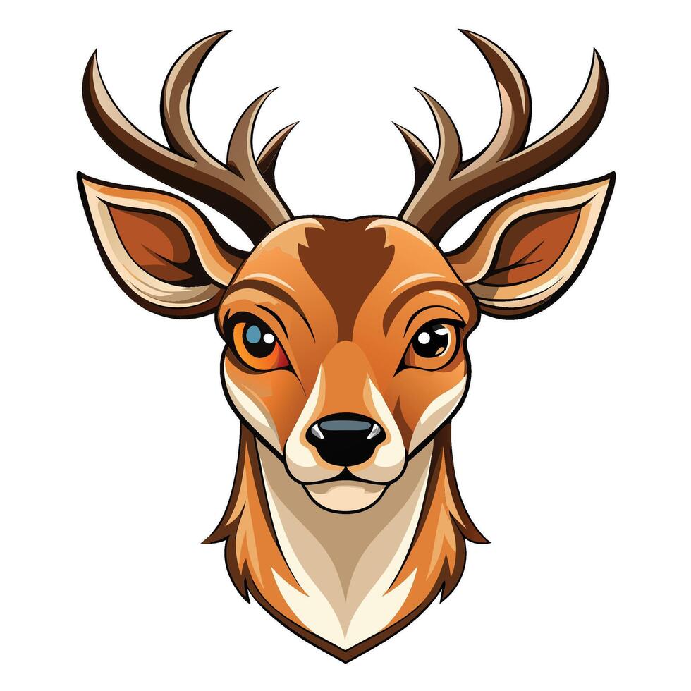 a deer head with horns and big eyes vector
