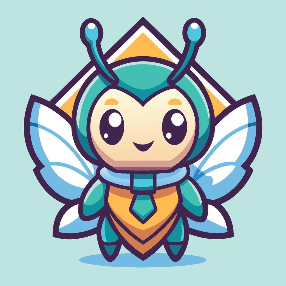 a cartoon bee with a yellow and green suit vector