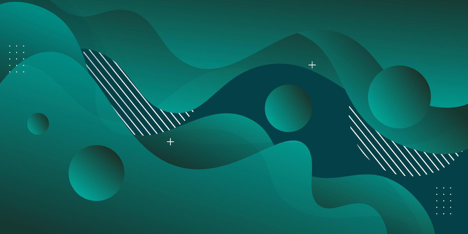 Abstract colored green geometric wave background. Fluid color design with shadow. Liquid shape composition. Eps10. vector