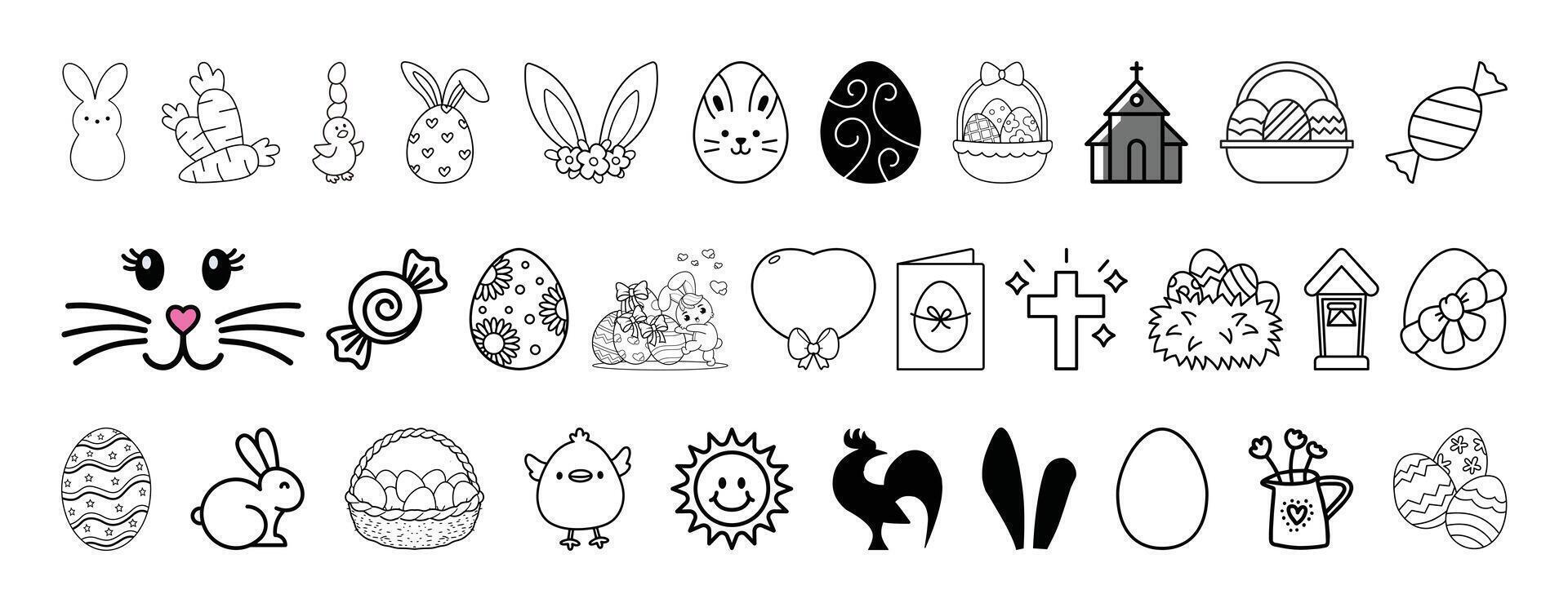 Easter,Happy Easter, Easter Sunday, Christian, Festival icon set collection design vector