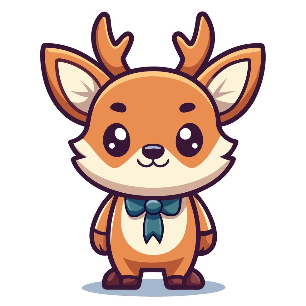 cute deer cartoon character, illustration vector